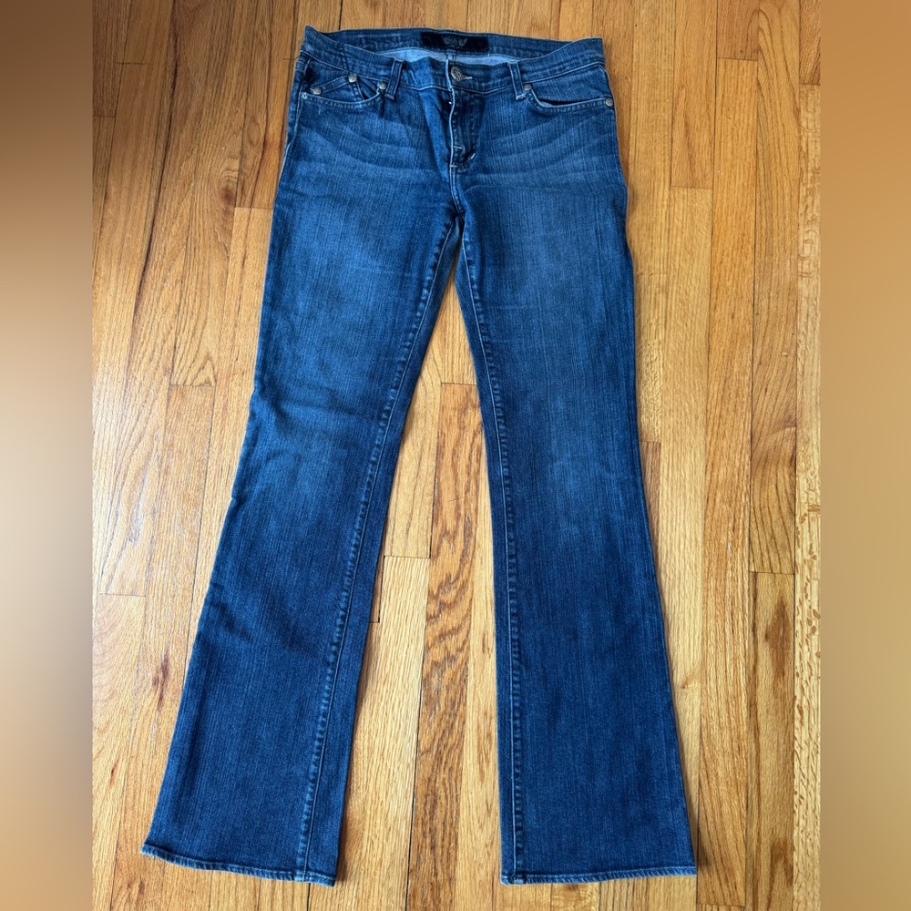 Rock & Republic Y2K Dark Blue Low Rise Boot Cut Embroidered Premium Denim Sz 30